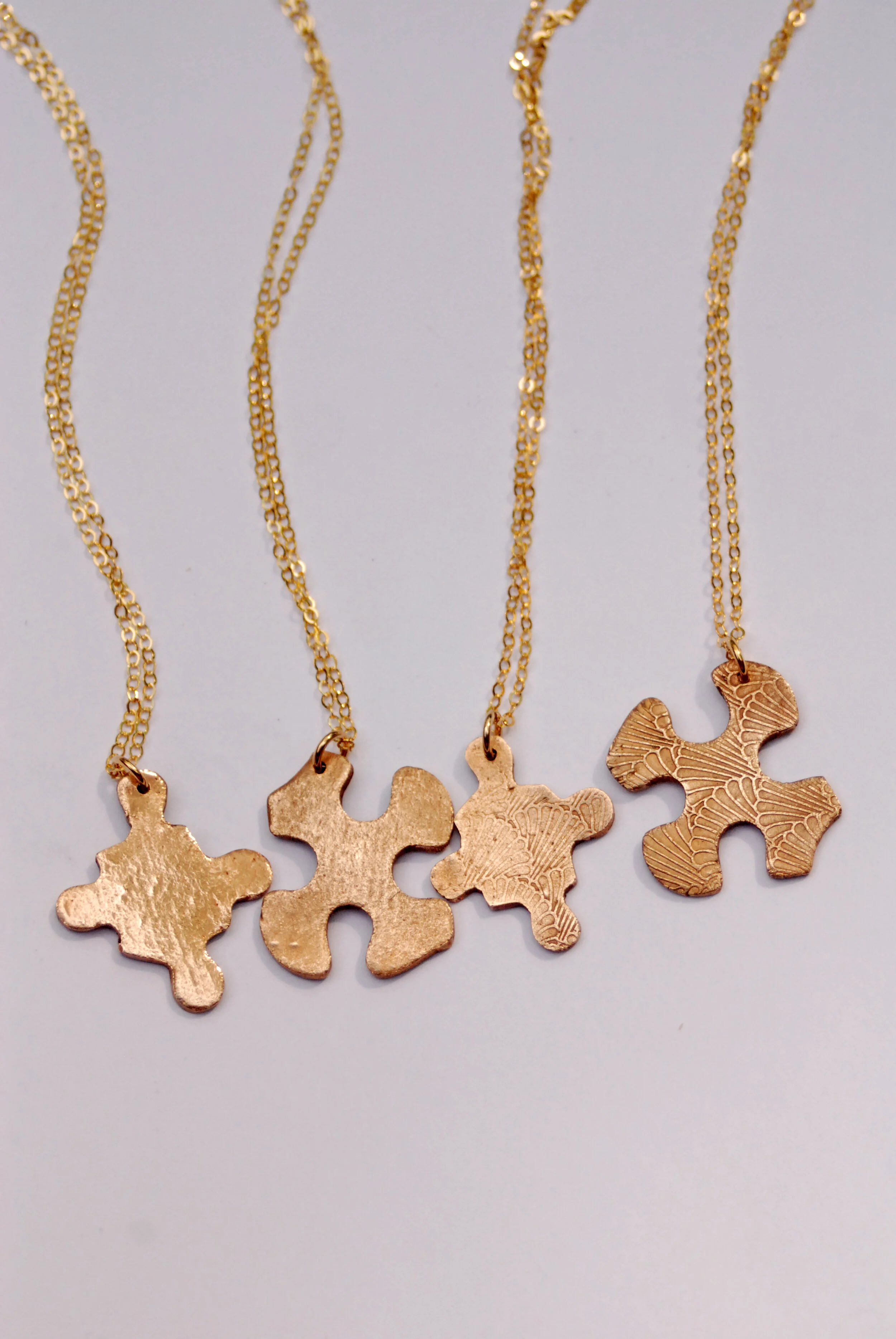 Handmade Bronze or Silver Missing Puzzle Piece Friendship Necklace